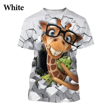 Summer Funny kidsT-Shirt Tops 3D Print Žirafa Animal Tees O-Neck Oversized Shirts Boys Girls Clothing Casual Streetwear Short - Nuotrauka 1  