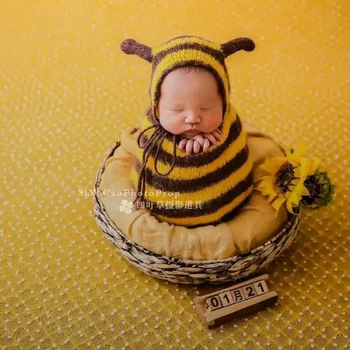 Naujagimis Pilnatis Baby Baby Bee Miegmaišis Drabužiai Fotografija Rekvizitai Studija Menas Fotografija Drabužiai Kūdikių fotosesijos apranga - Nuotrauka 1  