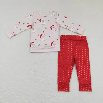 vaikų kostiumas mergaitės Kalėdų senelis atspausdino kelnes ilgomis rankovėmis kostiumas mergaitėms Kalėdinis kostiumas - Nuotrauka 1  