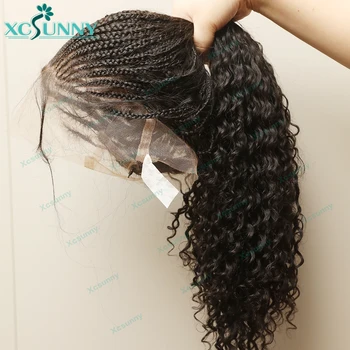 Žmogaus plaukų pinti perukai HD pilnos nėrinių bemazgės dėžutės boho pynės su kūdikių plaukais Žmogaus plaukai garbanotas galas skaidrus juodaodėms moterims - Nuotrauka 1  