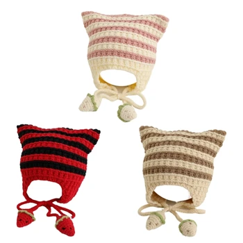Baby Winter Warm Cap Infant Megzta kepurė dryžuota kepurė 1-6Y Berniukai Mergaitės K1KC - Nuotrauka 1  