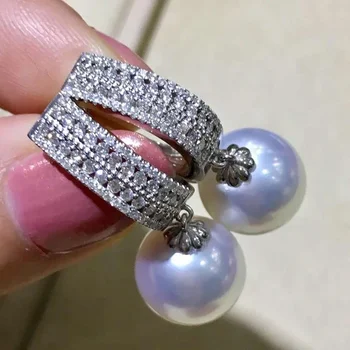 2024 Mados imituoti perlų kablio auskarai moterims Prabangus asfaltuotas akinantis CZ akmens estetinis vestuvių papuošalų dovana - Nuotrauka 1  