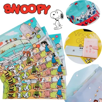 Snoopy A4 failų aplankai Animacinių filmų plastikiniai dokumentų failai Vokų maišeliai mokyklos biurui Namai PVC Verslo portfelis Biuro tiekimas - Nuotrauka 1  
