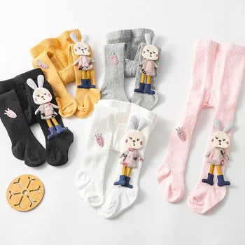 Baby Girl Pėdkelnės Animacinės kojinės 3D Rabbit Mielos mergaitės Pėdkelnės Medvilnė Rudens žieminės kelnės Megztos kojinės Kelnės 0-4 metai - Nuotrauka 1  