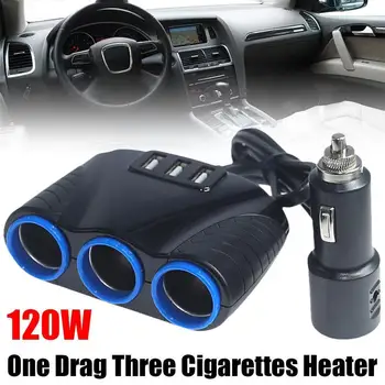 Automobilinis cigarečių degiklio kištukas 3 in 1 automobilio įkrovimo kištukas Cigarečių skirstytuvo įkrovimas daugiafunkcinis adapteris Greitasis žiebtuvėlis A2A1 - Nuotrauka 1  
