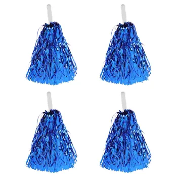 Metallic Cheerleading Pom Poms: 4vnt Cheerleader Cheering Squad Pompoms for School Sports Games Team Dance Party Favor Supplies - Nuotrauka 1  
