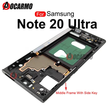 Juodas baltas auksas Samsung GALAXY Note 20 Ultra N9860 Vidurinio rėmo plokštė su maitinimo garsumo mygtukais Šoninių raktų remontas Keitimas - Nuotrauka 1  