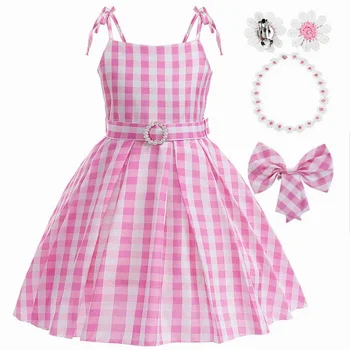 Merginos 2024 Filmas Cosplay kostiumai Vakarėlis Princesės suknelė Rožinė vaikiška pledas Elegantiška suknelė Vaikiška suknelė su aksesuarais - Nuotrauka 1  