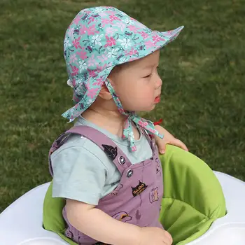 Summer Sun Hat Neck Ear Cover Beach Flap Cap Breathable for Children Boy Girl - Nuotrauka 1  