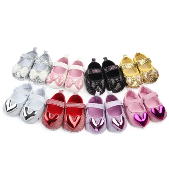 Princess Bow Shoes Pink Red Baby Girl Shoes Soft Sole Anti Slip Walking Shoes Princess Shoes Baby PU Batai - Nuotrauka 1  