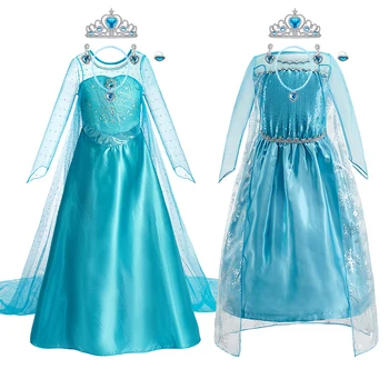 Children Princess Dress Girls Elsa Cosplay Christmas Sequined Fantasy Baby Halloween Elegant Maskguise Pageant Snow Queen kostiumas - Nuotrauka 1  