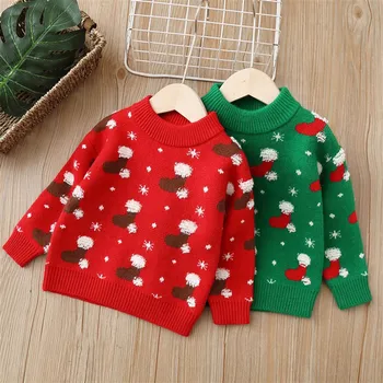 Baby Boys Girls Kalėdinis megztinis Viršutiniai drabužiai Žiemos rudens kalėdinės kojinės Spausdinti Šiltas mielas mažylis Megztiniai Megztiniai - Nuotrauka 1  