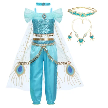 Jurebecia Princess kostiumas mergaitėms Helovinas Pasipuoškite išgalvotu gimtadieniu Teminis vakarėlis Vaidmenų žaidimo apranga Mėlyna - Nuotrauka 1  