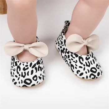 Mielos mergaitės Mary Jane Flats Neslidūs peteliškės princesės suknelės batai Leopardo lovelės batai kūdikiams - Nuotrauka 1  