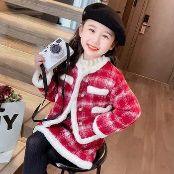Mergaitė Žiema Naujas komplektas Korėjietiško stiliaus vaikų drabužiai Naujųjų metų drabužiai Dviejų dalių vaikai Medvilniniai Naujųjų metų drabužiai Mergaičių drabužių komplektas - Nuotrauka 1  