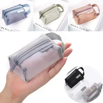 Nešiojamas kvadratinių akių laikymo maišelis mini užtrauktukas monetų piniginė didelės talpos raktų maišeliai madingas kosmetikos krepšys Kanceliarinių reikmenų dėklas - Nuotrauka 1  