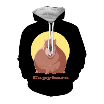 Capybara 3d Spausdinti gobtuvus Berniukas Mergaitė Madingas džemperis su gobtuvu Vaikai Hip Hop Top Trikotažas Capybara Oversize džemperiai Juokingi Camiseta gyvūnų paltai - Nuotrauka 1  