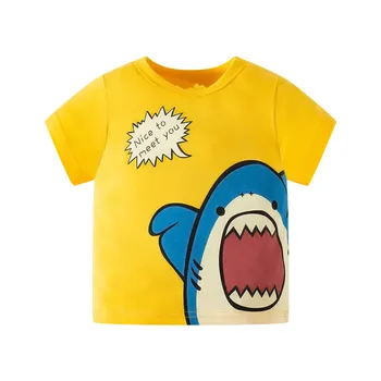 SAILEROAD 2022 Tops Toddler Medvilniniai vasaros marškinėliai Animacinis filmas trumpomis rankovėmis Ryklio marškinėliai Kids Tee Boys Vaikų drabužiai - Nuotrauka 1  