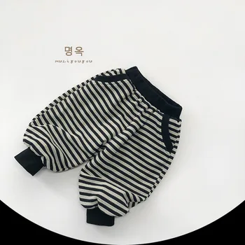 2023 Korėjos žiemos vaikai berniukų kelnės medvilninis aksomas storas dryžuotas mažylis berniuko kelnės Universalios laisvalaikio kūdikio berniuko jogger kelnės - Nuotrauka 1  