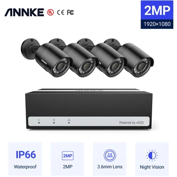 Annke 8CH 5MP DVR CCTV stebėjimo sistema 4Pcs 1080P 2.0MP Apsaugos kameros IR lauko IP66 vaizdo stebėjimo kamerų rinkinys - Nuotrauka 1  