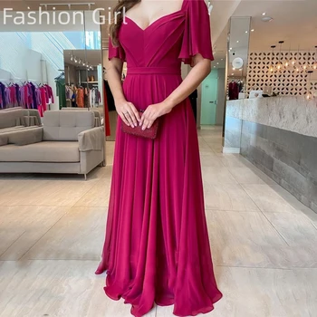 Trumpomis rankovėmis V kaklo vakarinė suknelė Šifono grindų ilgis be nugaros plius dydis Custom Vestidos Para Mujer Elegantes Y Bonitos 2023 - Nuotrauka 1  