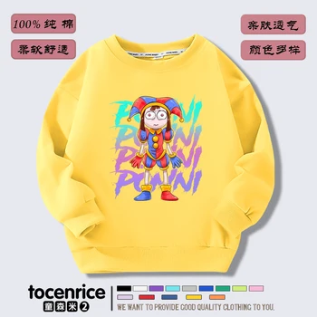 The Amazing Digital Circus print Sweater Girl Boy Sweatshirts Children Kid Cartoon Hoodies Kid Pullover Cotton Clothes Pomni Jax - Nuotrauka 1  