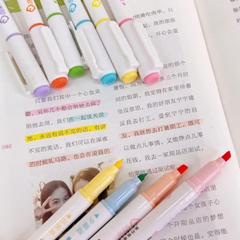6Pcs/Set Highlighter Pen Set Fluorescence Colour Marker Pen Highlighter Color Marker Pen School Supplies Marker Stationery - Nuotrauka 1  