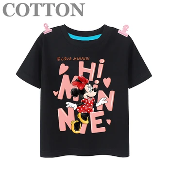 Cotton Disney Mickey Donald Duck Fashion Casual Girls Top Vaikiški marškinėliai trumpomis rankovėmis su mielu rašto raštu - Nuotrauka 1  