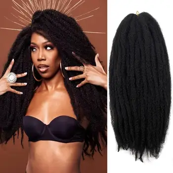 Afro Kinky Twist nėrimo plaukų pynės Marley pynė Plaukai 18inch Senegalo garbanotas nėrimas Sintetinis pynimas Plaukai - Nuotrauka 1  