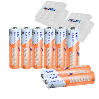 8VNT PKCELL AAA 900mWh baterija 1.6V NIZN įkraunamos baterijos aaa ni-zn įkraunamos su 2PC AAA/AA akumuliatoriaus dėklu /BOX žaislams - Nuotrauka 1  