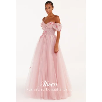 Aileen Sweetheart Elegantiškos vakarinės suknelės moterims Prabangios moteriškos vakarėlio suknelės linija Išleistuvių suknelė 3D gėlės Rožinis tinklelis 2023 - Nuotrauka 1  
