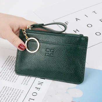Leather Texture Coin Rankse Women's Mini Soft Leather Handbag New Driving Card Bag Ultra-thin Coin Zipper Bag Key Bag - Nuotrauka 1  