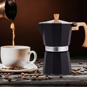 150ml/300ml Espresso Maker Moka puodo medinė rankena Klasikinis itališkas kavos virimo aparatas Kavos virimo virdulys namų kavinės įrankiams - Nuotrauka 1  