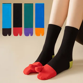 Japonų Harajuku Vyrai Moteriškos Tabi kojinės Aukštos kokybės Unisex šukuotos medvilnės padalintos kojinės Kojinės Paprastos patogios dviejų pirštų kojinės - Nuotrauka 1  