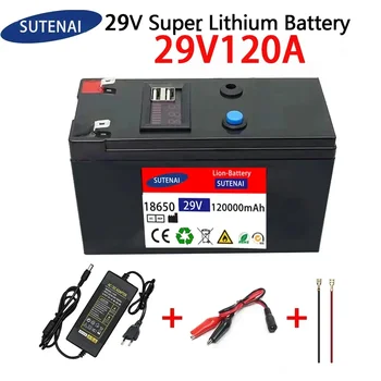 29V Baterija 120Ah 18650 ličio baterija Įkraunama baterija saulės energijai elektromobilio baterija+29.4v2A įkroviklis - Nuotrauka 1  