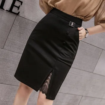 Oversized Korean Fashion High Waisted Mini Sijonai moterims Spring Hip Black Sexy Sijonas su plyšiu Luxury Office Lady Streetwear - Nuotrauka 1  