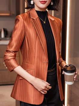2023 Ruduo Naujos Korėjos moterys Slim Small Suit Office Lady Fashion Jacket Casual Coat Drabužių kokybė Blazer Top - Nuotrauka 1  