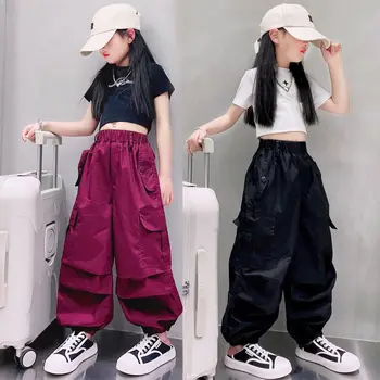 Mergaičių džiazo šokio pasirodymas vasaros kombinezonas nauja korėjietiška vaikų mados hiphopo stiliaus versija dideli vaikai plonos kelnės - Nuotrauka 1  
