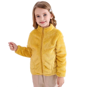 Pavasario rudens vaikų paltai Baby Boy Girls Long Plush Jacket Children Zipper Viršutiniai drabužiai Priežastiniai viršutiniai drabužiai 2-8 metai - Nuotrauka 1  