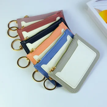 korėjietiška naujojo moteriško krepšio kortelių krepšio versija Paprasta moteriška piniginė kompaktiškas užtrauktukas vienspalvis vizitinės kortelės spaustukas - Nuotrauka 1  