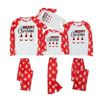 Naujos Kalėdos Tėvų-vaikų drabužiai Šeimos medvilnės eglutės spausdinimas Tėvų-vaikų drabužiai Pižamos Xmas Family dviejų dalių paketas - Nuotrauka 1  