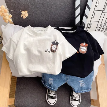2023 m. vasaros korėjiečių vaikų kūdikių berniukų drabužių rinkinys Animacinis filmas Spausdinti marškinėliai trumpomis rankovėmis Skylėti džinsiniai šortai Kostiumas Baby Boy aprangos komplektas - Nuotrauka 1  
