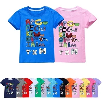 Boy's & Girl's Fashion Tops Tees Vaikiški 100% marškinėliai 26 Alphabet Lore Print Casual Family Clothing Set Kids for 2-14Years - Nuotrauka 1  