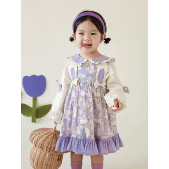Girls' Purple Rabbit 2023 Pavasario nauji marškiniai Vaikų mažas šviežias viršus - Nuotrauka 1  