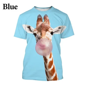 Summer Funny kidsT-Shirt Tops 3D Print Žirafa Animal Tees O-Neck Oversized Shirts Boys Girls Clothing Casual Streetwear Short - Nuotrauka 2  