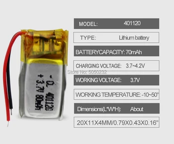 1pc 60mAh 3.7v 401120 ličio baterija 