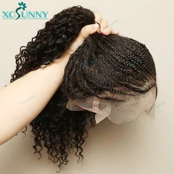 Žmogaus plaukų pinti perukai HD pilnos nėrinių bemazgės dėžutės boho pynės su kūdikių plaukais Žmogaus plaukai garbanotas galas skaidrus juodaodėms moterims - Nuotrauka 2  