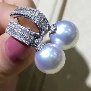 2024 Mados imituoti perlų kablio auskarai moterims Prabangus asfaltuotas akinantis CZ akmens estetinis vestuvių papuošalų dovana - Nuotrauka 2  