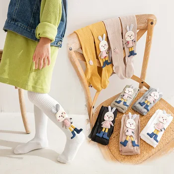 Baby Girl Pėdkelnės Animacinės kojinės 3D Rabbit Mielos mergaitės Pėdkelnės Medvilnė Rudens žieminės kelnės Megztos kojinės Kelnės 0-4 metai - Nuotrauka 2  