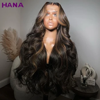 juoda su rudos spalvos kūno banga 13x4 nėrinių priekinis perukas išryškina iš anksto nupeštą 5x5 nėrinių užsegimą Žmogaus plaukų perukas juodaodėms moterims - Nuotrauka 2  